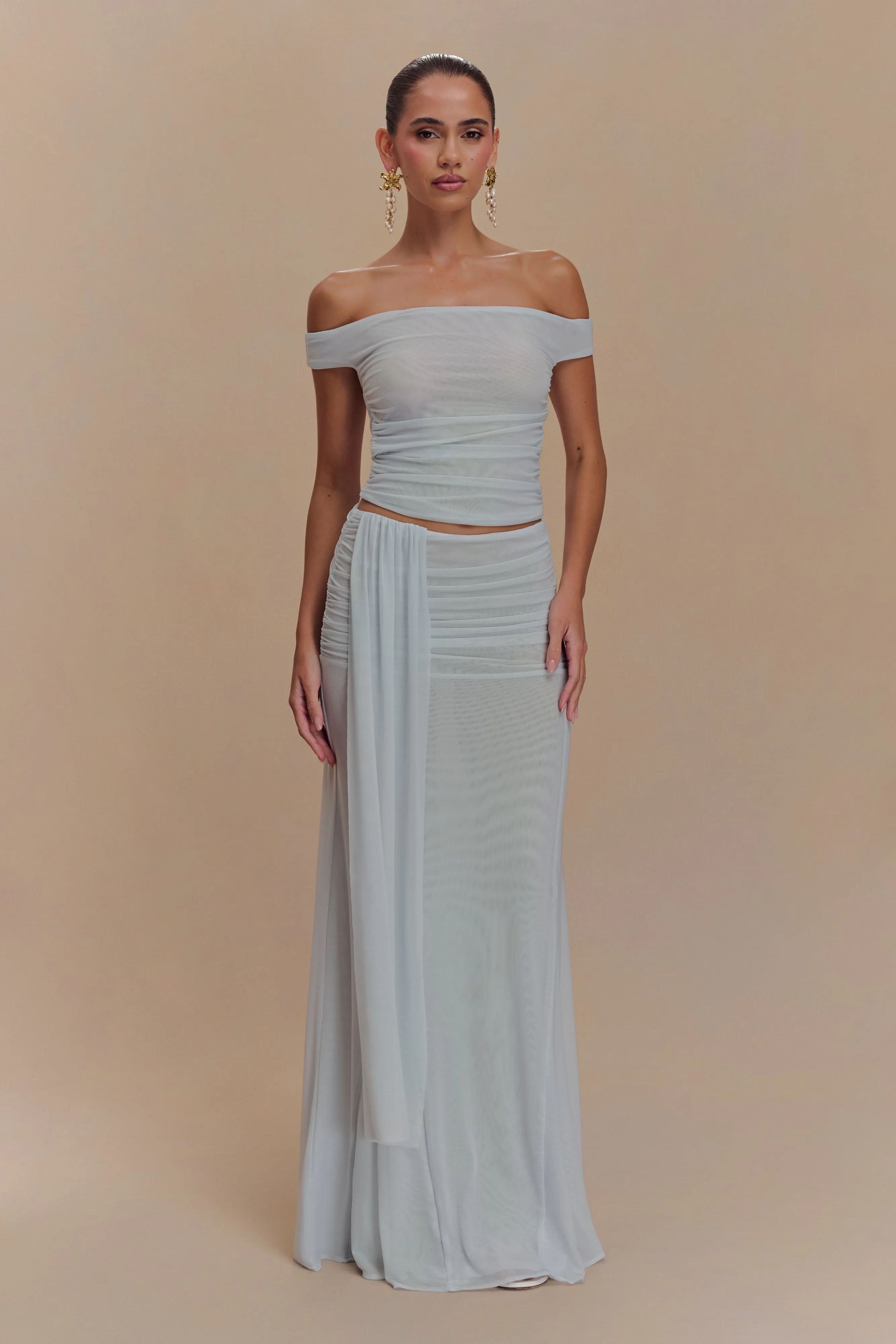 Brooklyn Mesh Crop Top - Pale Blue