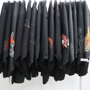 Bundle 15pcs Silk Black Haori Jacket Wholesale Bulk Free Shipping #403