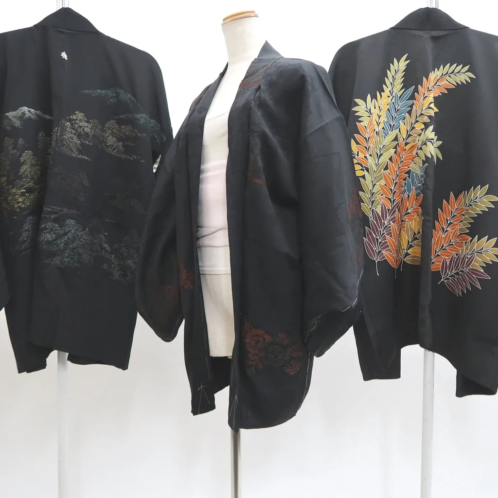 Bundle 15pcs Silk Black Haori Jacket Wholesale Bulk Free Shipping #403