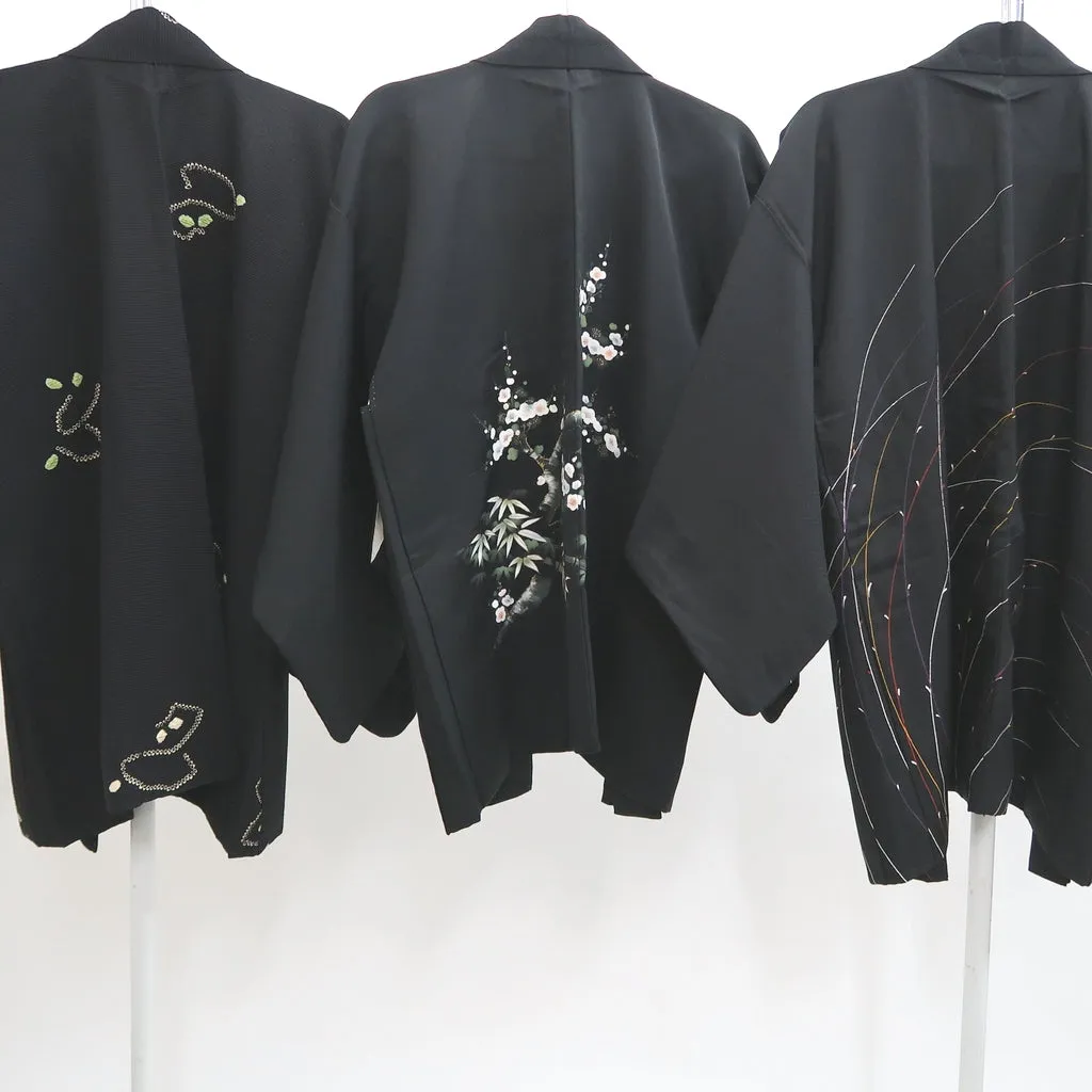 Bundle 15pcs Silk Black Haori Jacket Wholesale Bulk Free Shipping #403