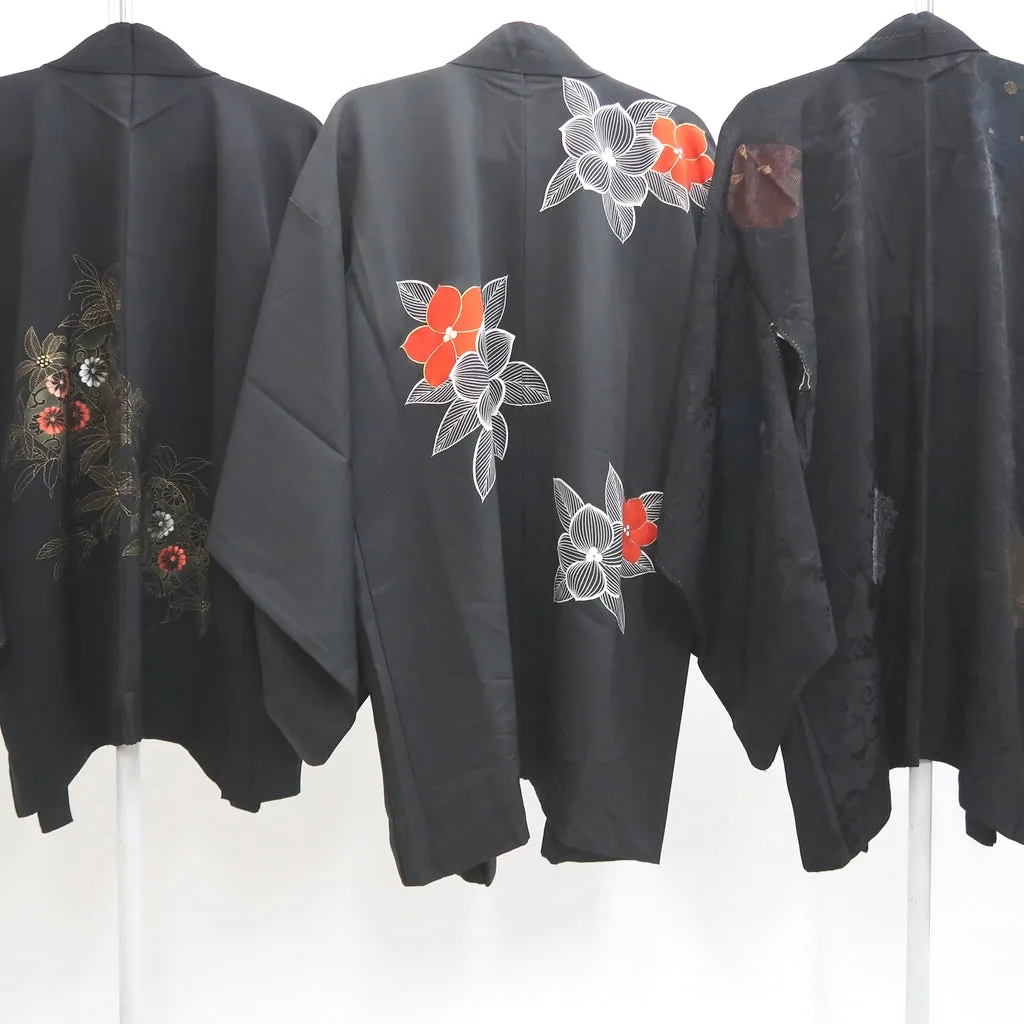 Bundle 15pcs Silk Black Haori Jacket Wholesale Bulk Free Shipping #403