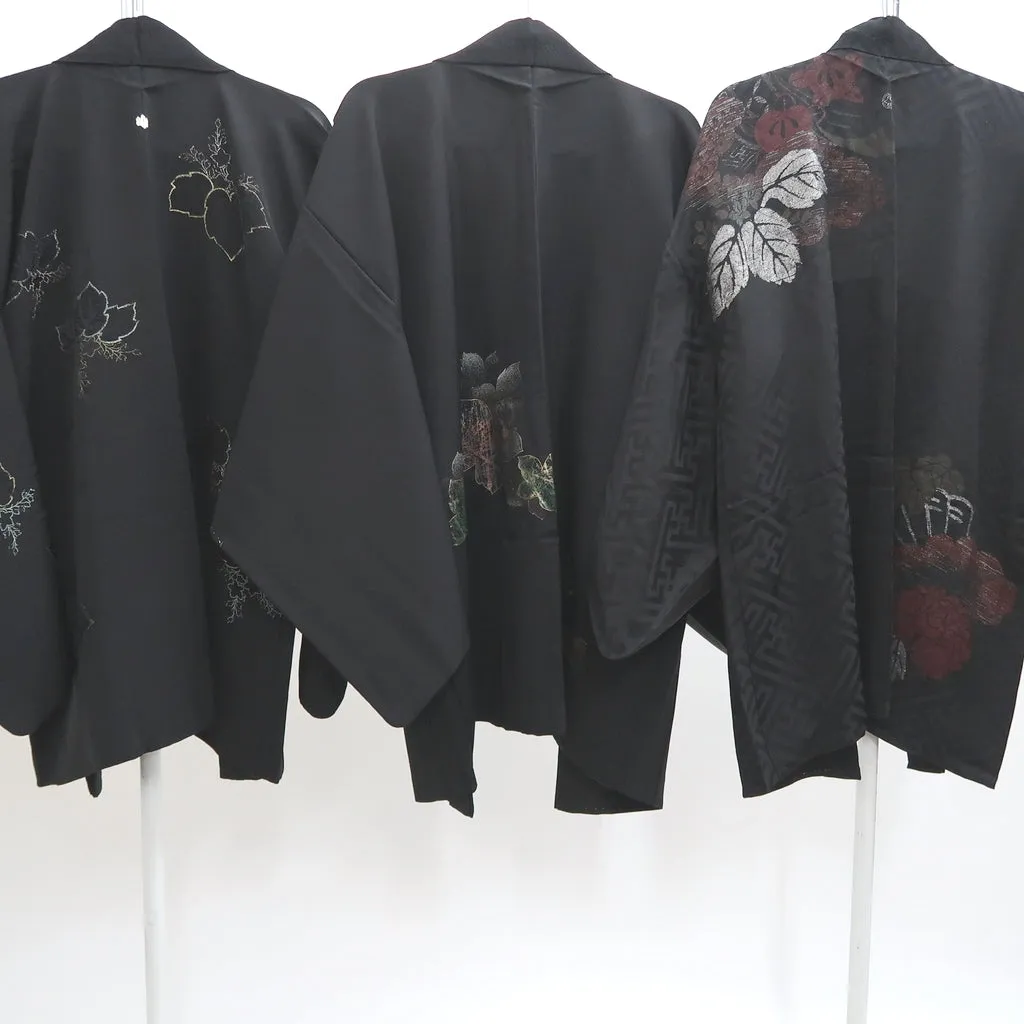 Bundle 15pcs Silk Black Haori Jacket Wholesale Bulk Free Shipping #403
