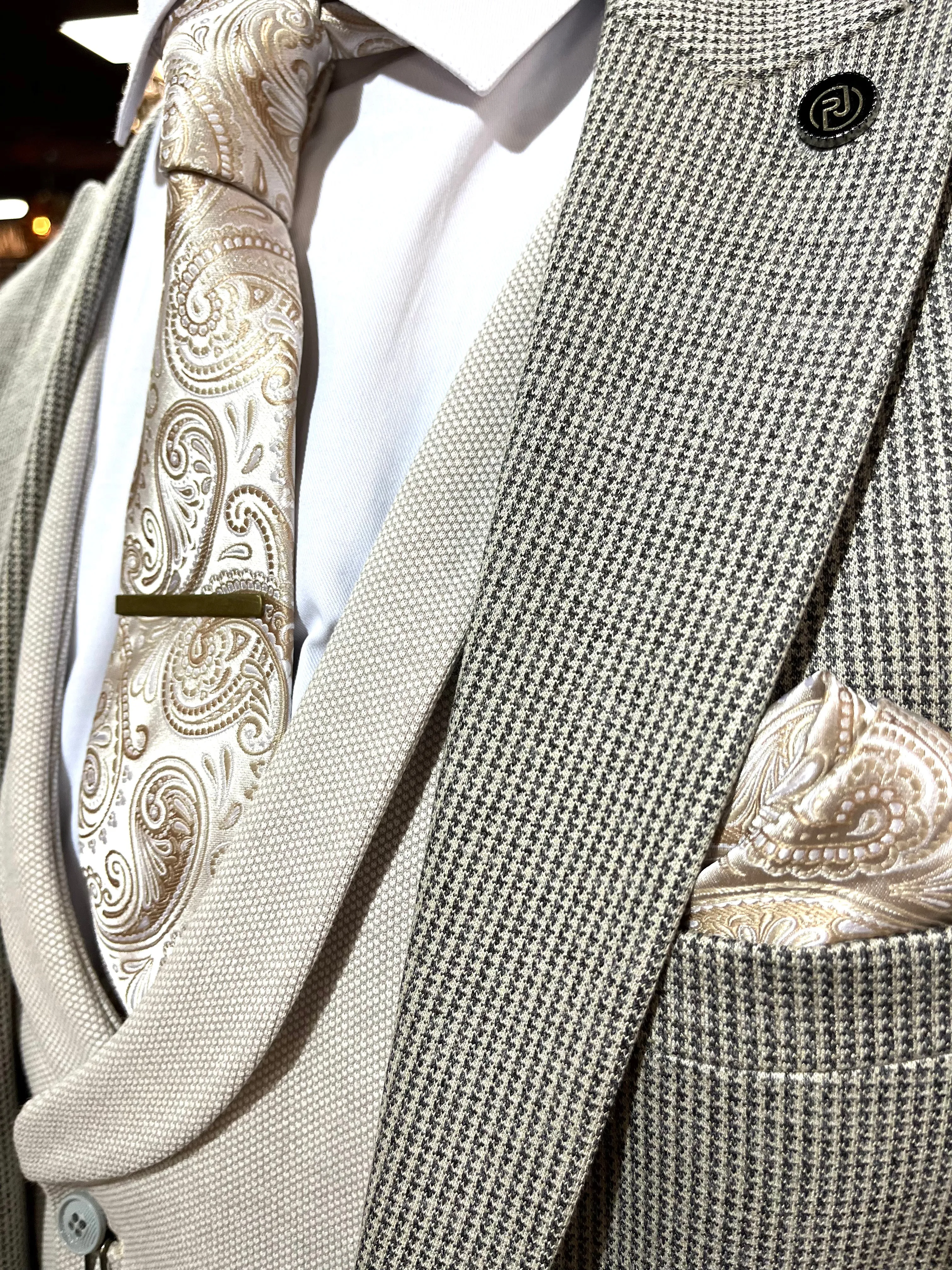 Burano - Beige/Grey/Cream 3 Piece Suit
