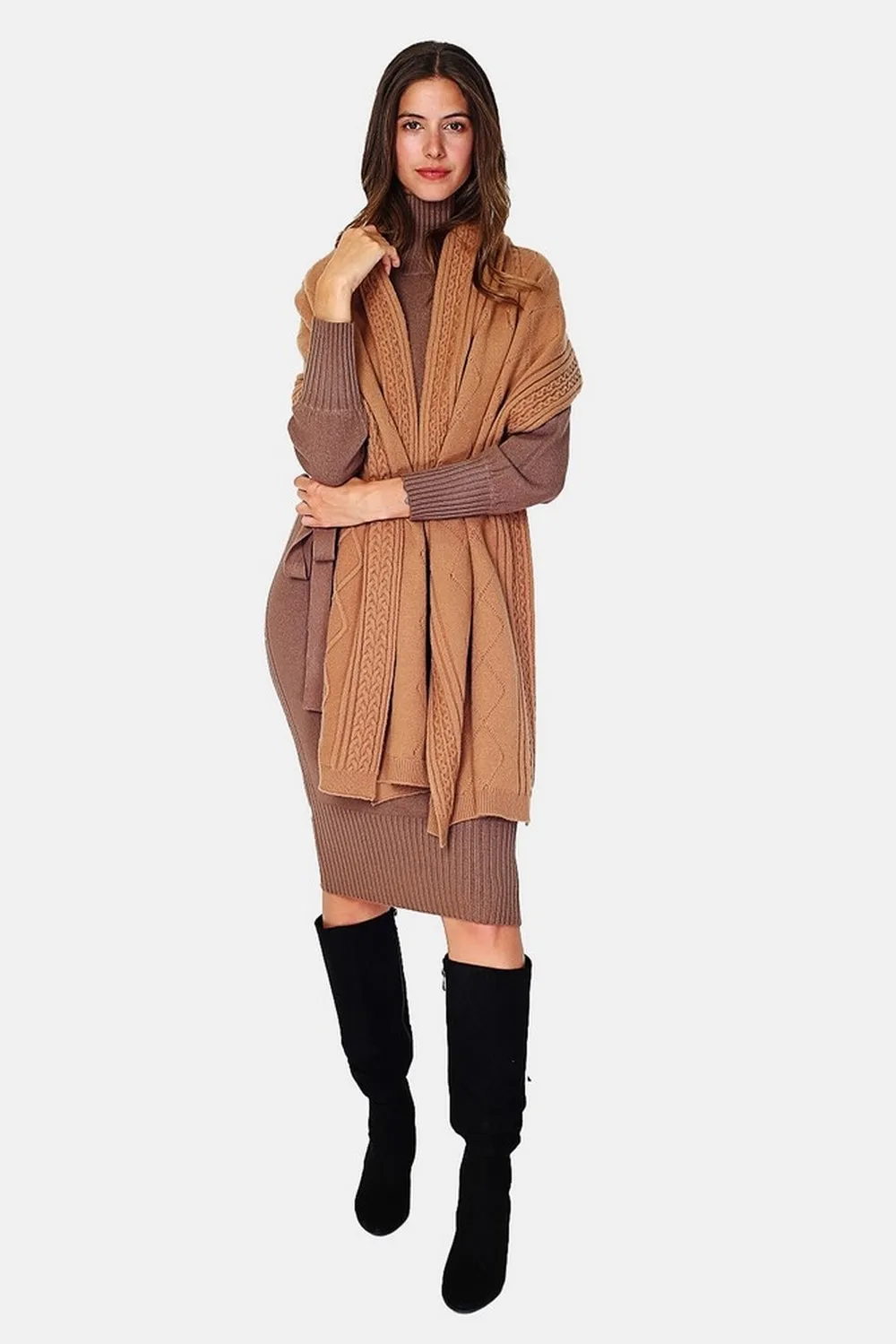 Cable-knit oversized scarf