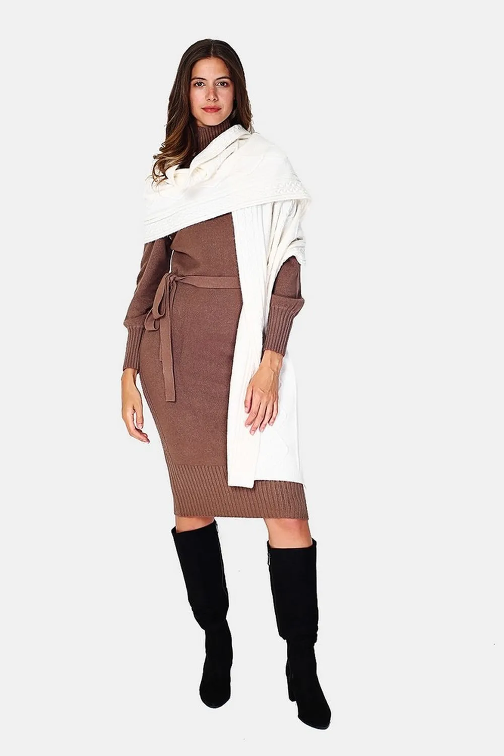 Cable-knit oversized scarf