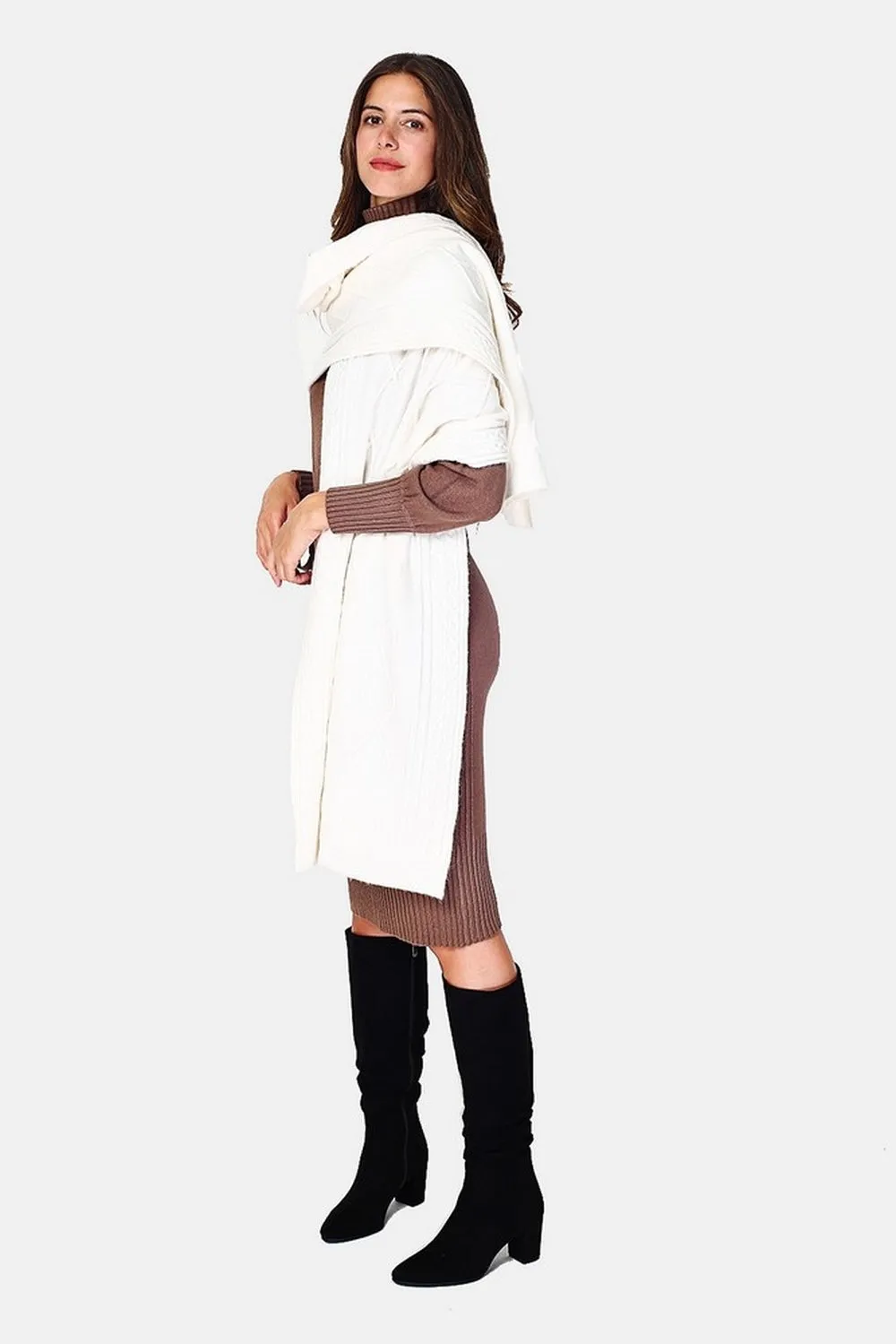Cable-knit oversized scarf