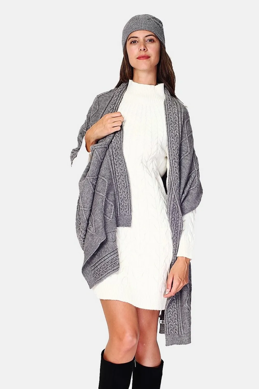 Cable-knit oversized scarf