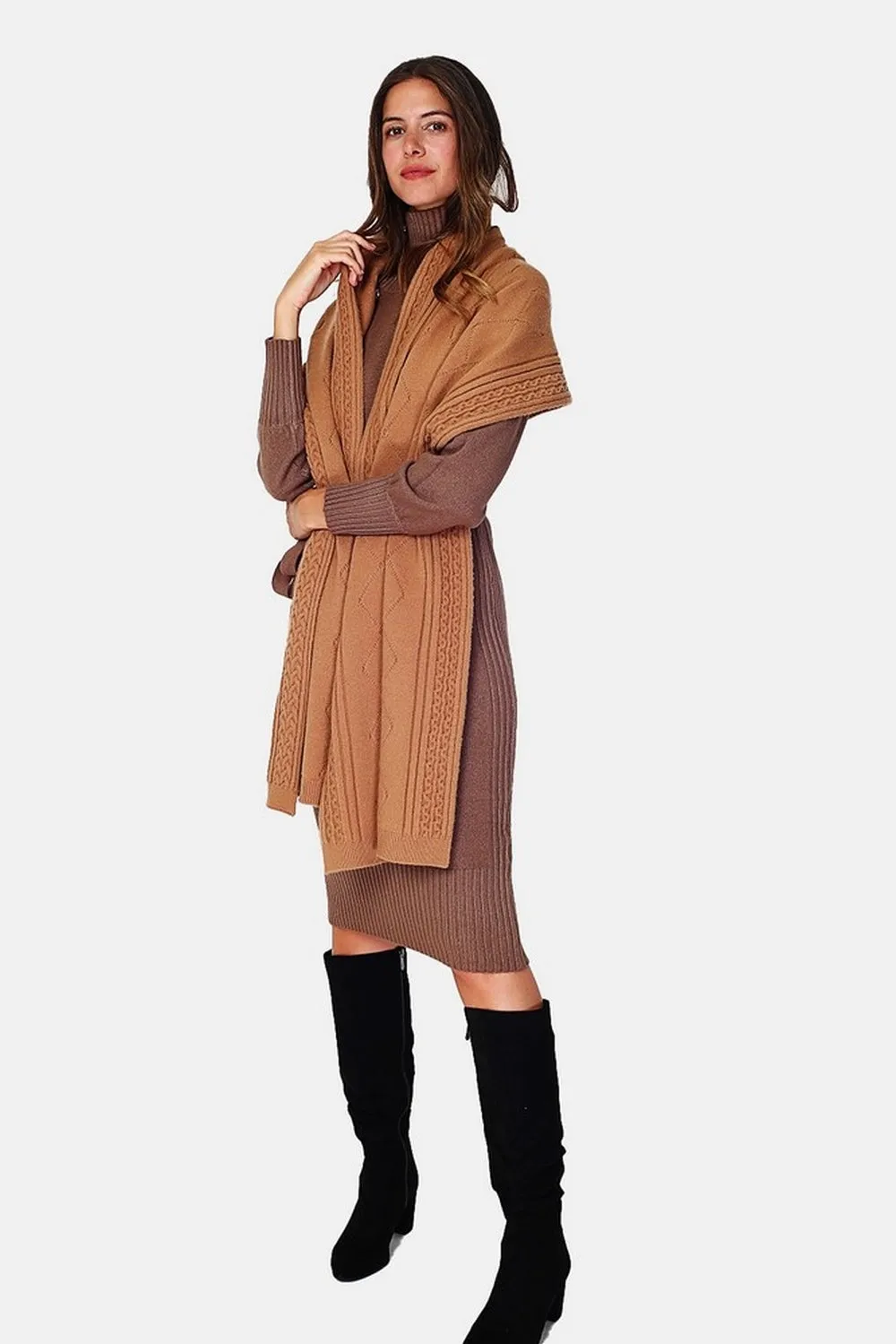 Cable-knit oversized scarf