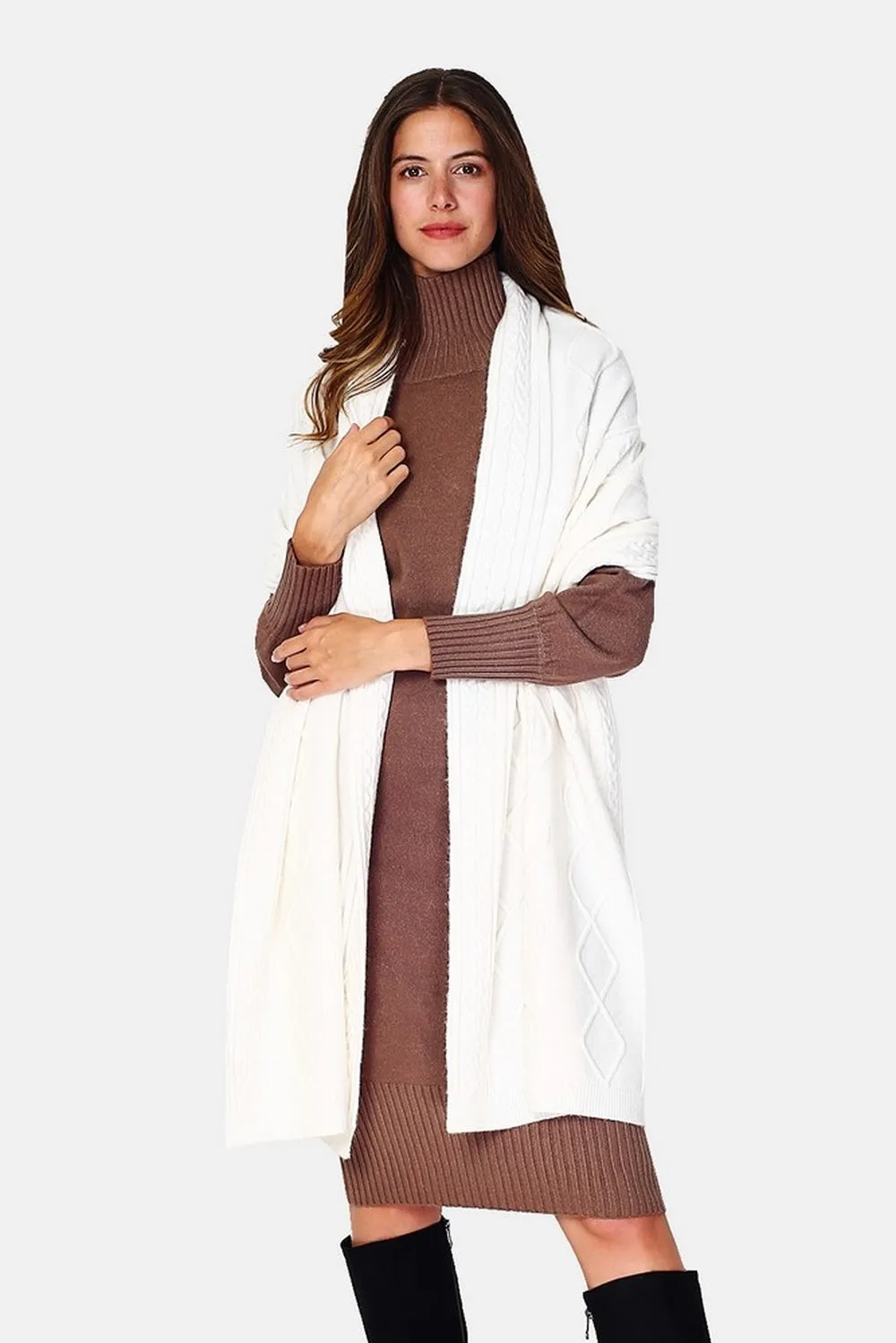 Cable-knit oversized scarf