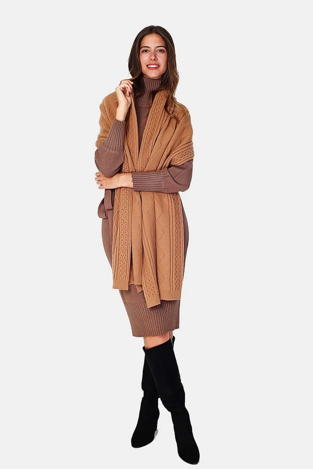 Cable-knit oversized scarf