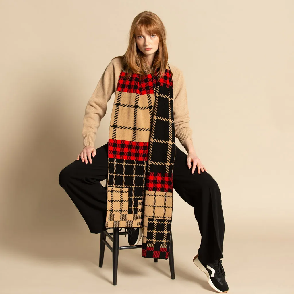CHECK PATCH BLANKET CAMEL POPPY