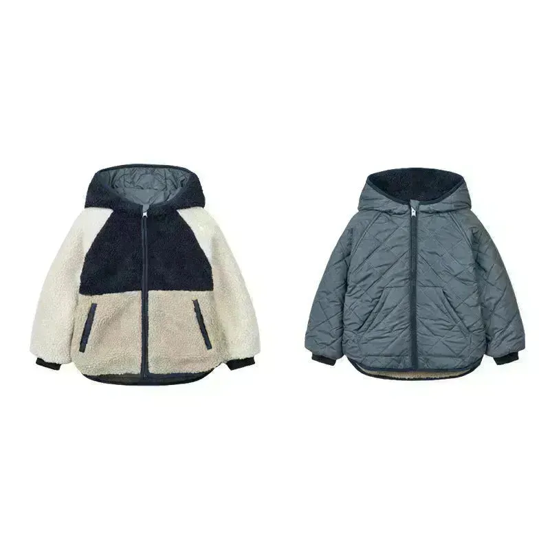 Children's Double-sided Wear Hooded Cotton Coat Jacket