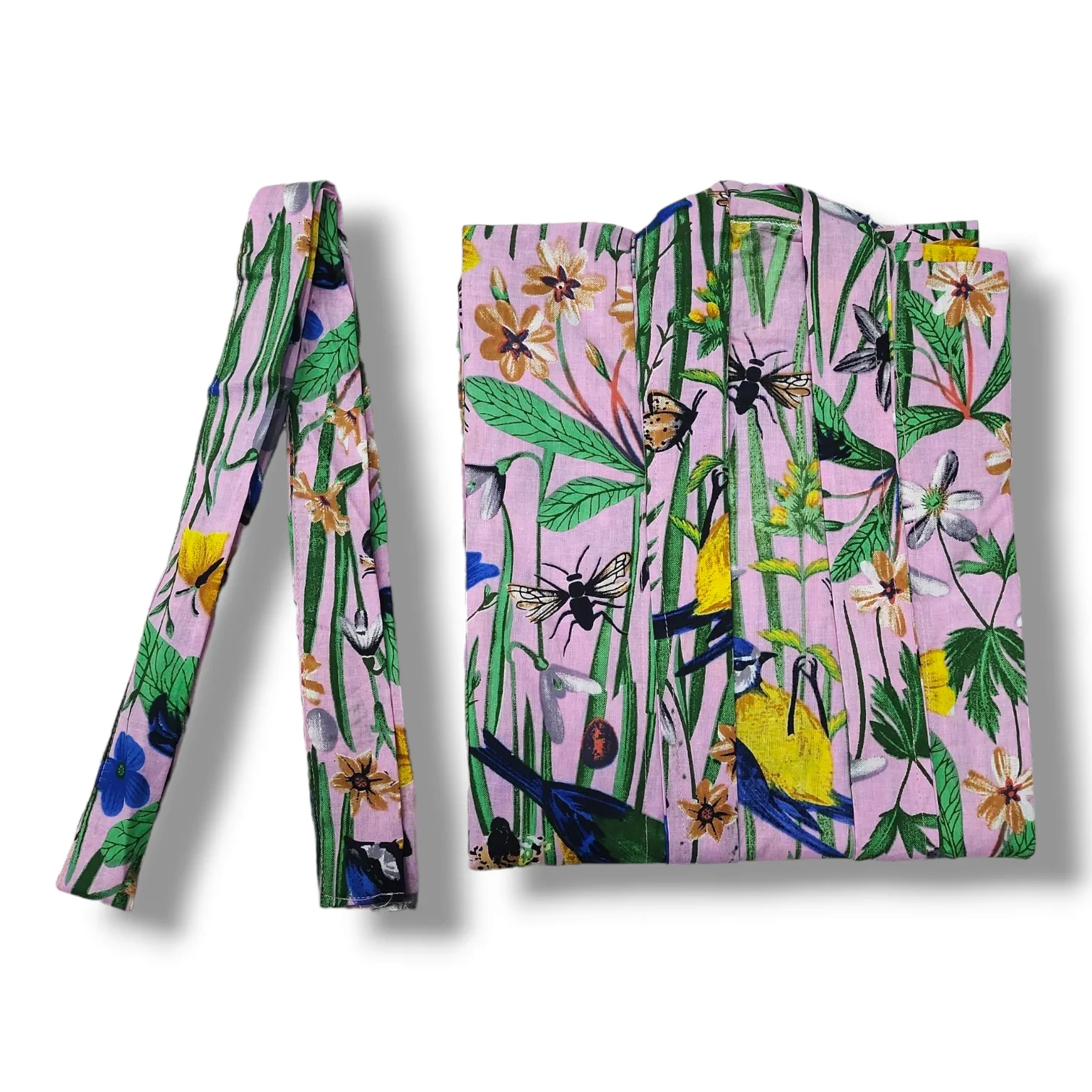 Cotton Hand Printed Kimono Robe Kingfisher