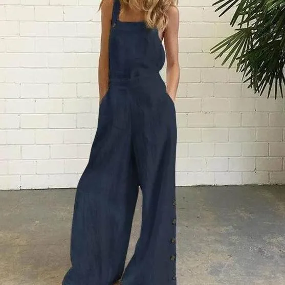 Cotton Overall Romper with Buttons - Multiple Colors (S-5XL)