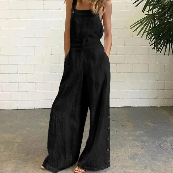 Cotton Overall Romper with Buttons - Multiple Colors (S-5XL)