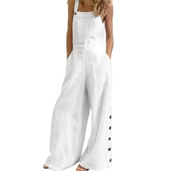 Cotton Overall Romper with Buttons - Multiple Colors (S-5XL)