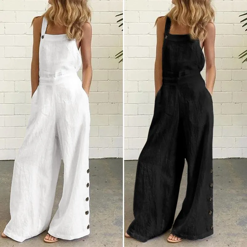 Cotton Overall Romper with Buttons - Multiple Colors (S-5XL)
