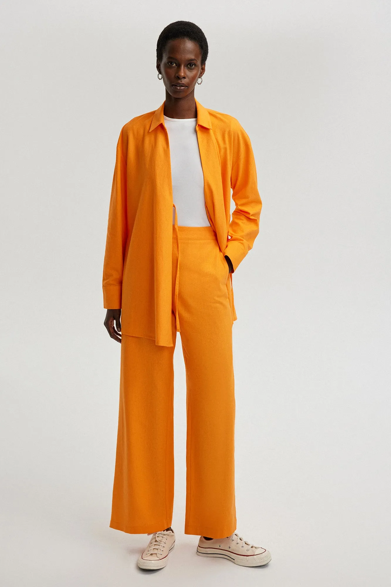 CROSSOVIE TIE DETAILED KIMONO TROUSER SET