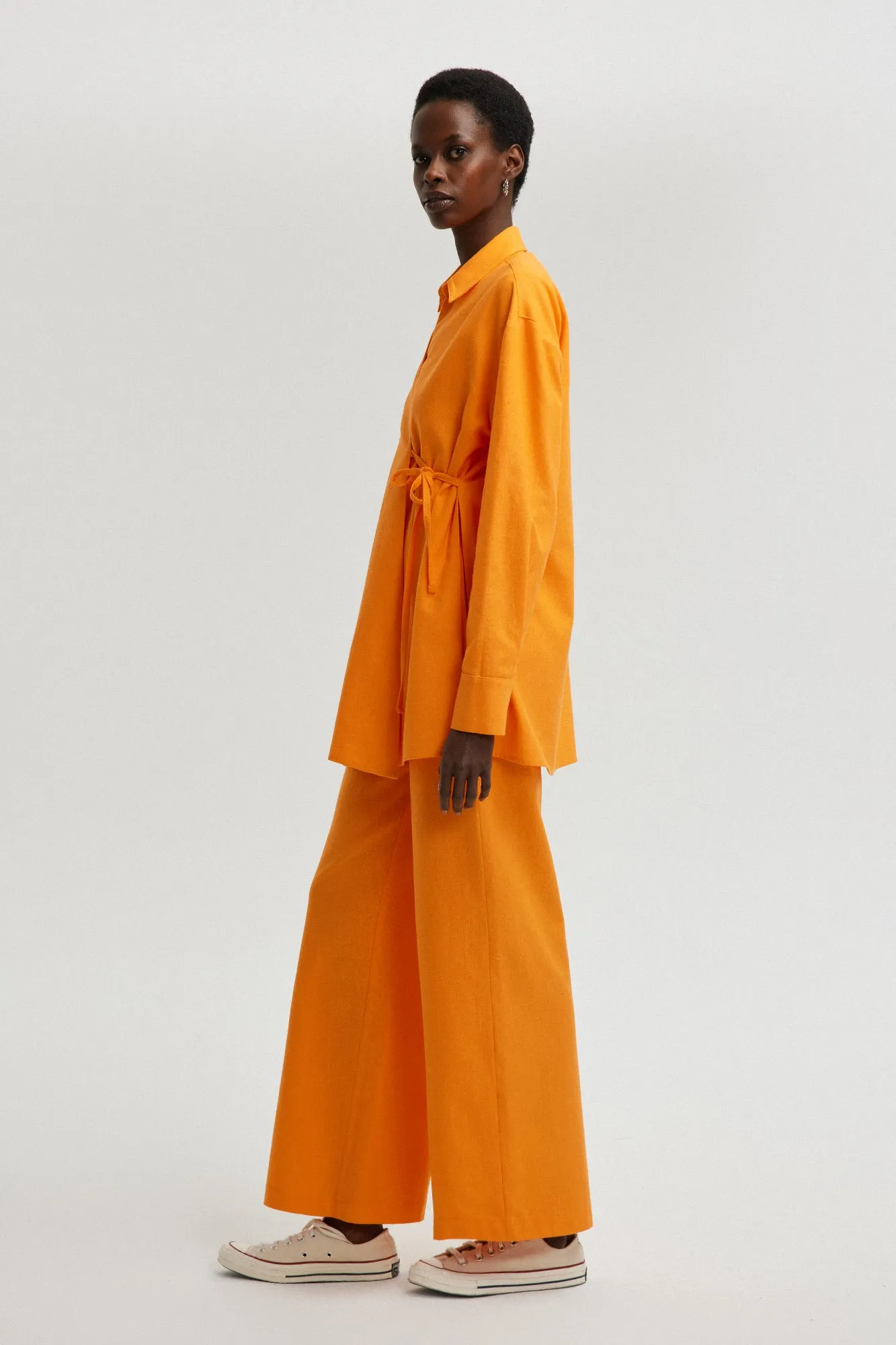 CROSSOVIE TIE DETAILED KIMONO TROUSER SET