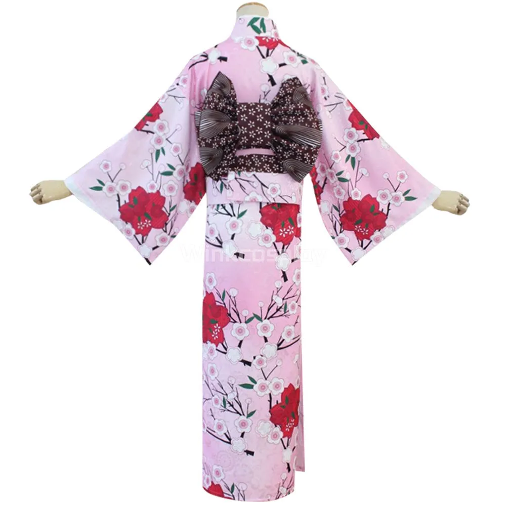 Demon Slayer: Kimetsu No Yaiba Kanroji Mitsuri Kimono Halloween Cosplay Costume