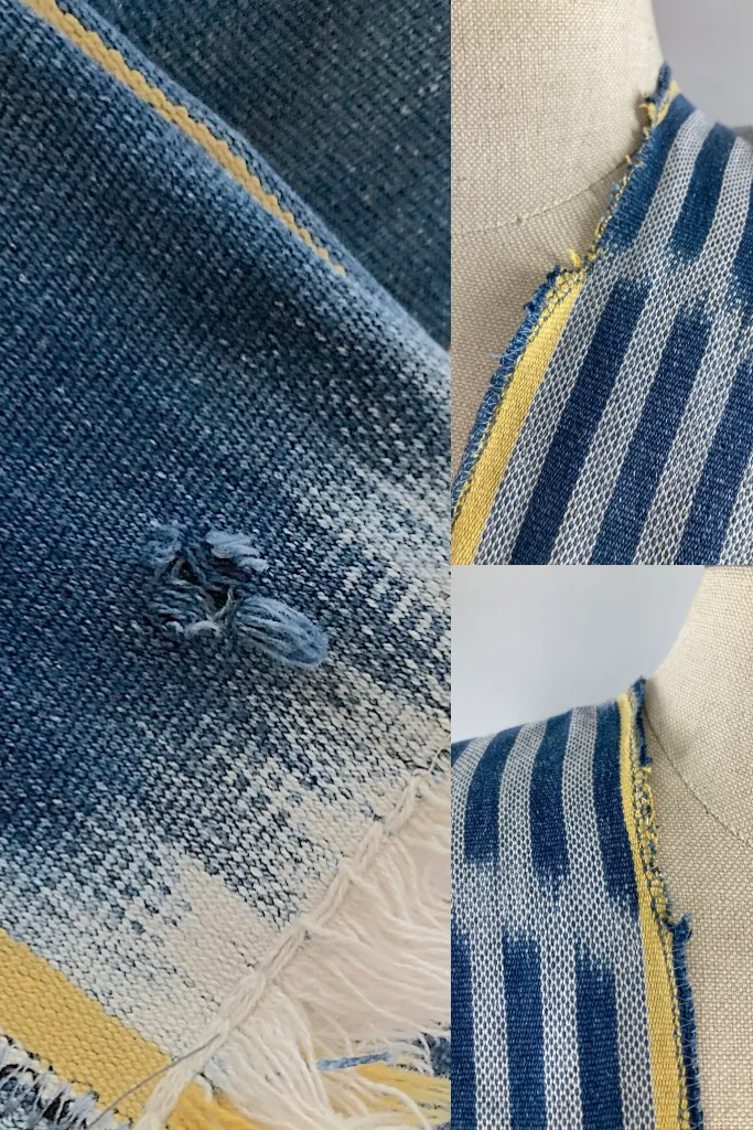 Denim Blue & Yellow Indigo Baoule Cotton Cardigan