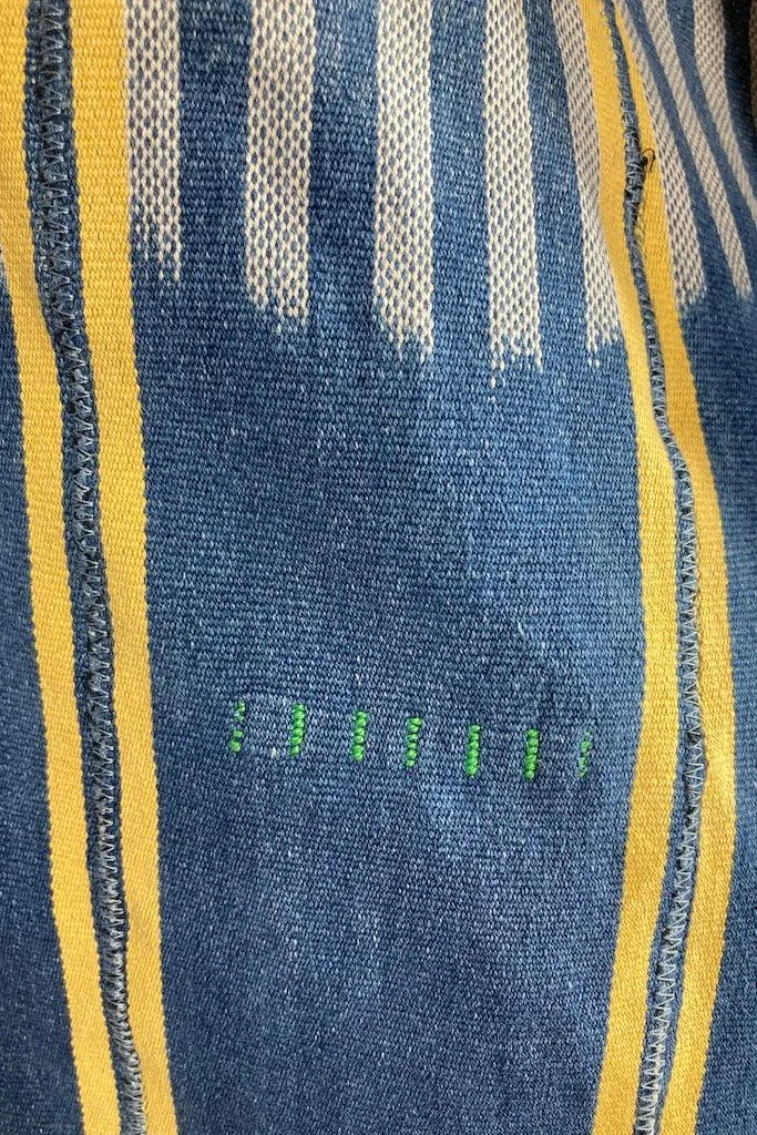 Denim Blue & Yellow Indigo Baoule Cotton Cardigan