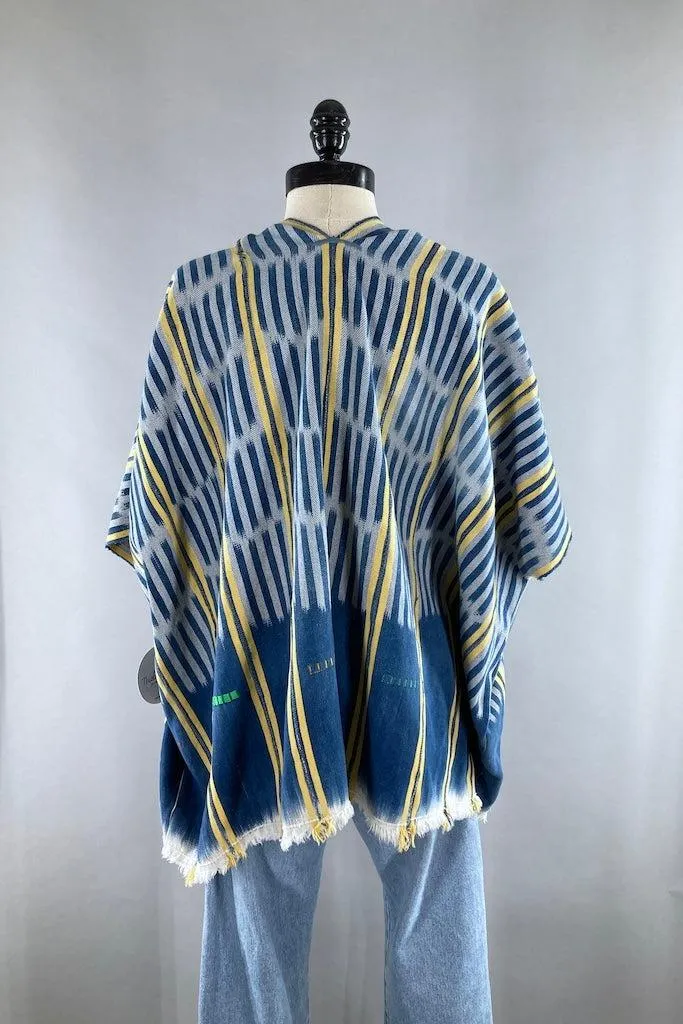 Denim Blue & Yellow Indigo Baoule Cotton Cardigan