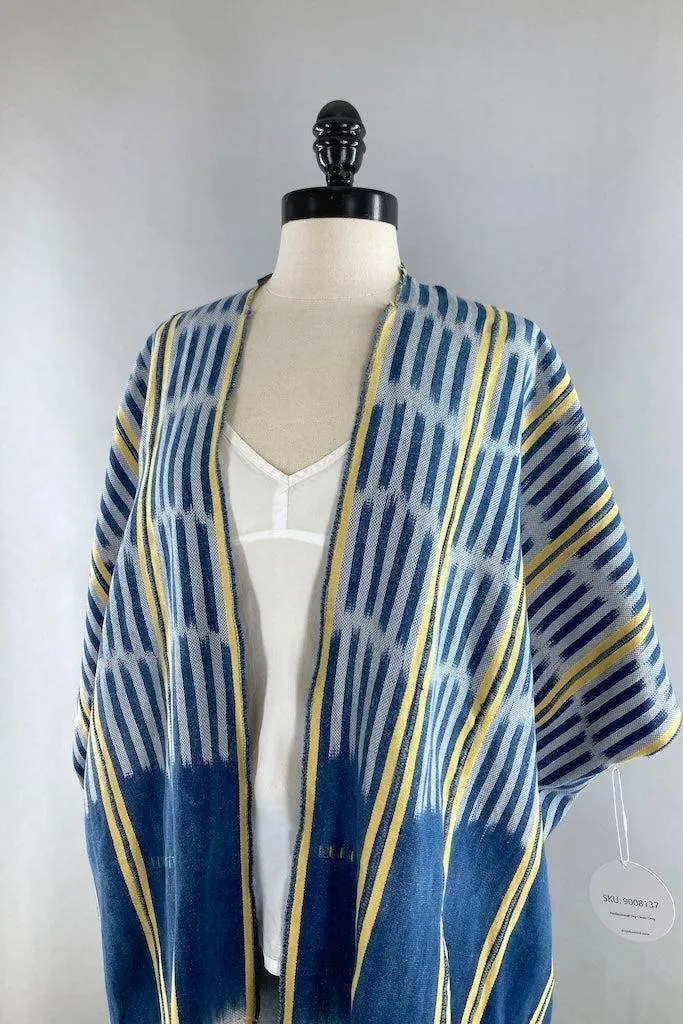 Denim Blue & Yellow Indigo Baoule Cotton Cardigan
