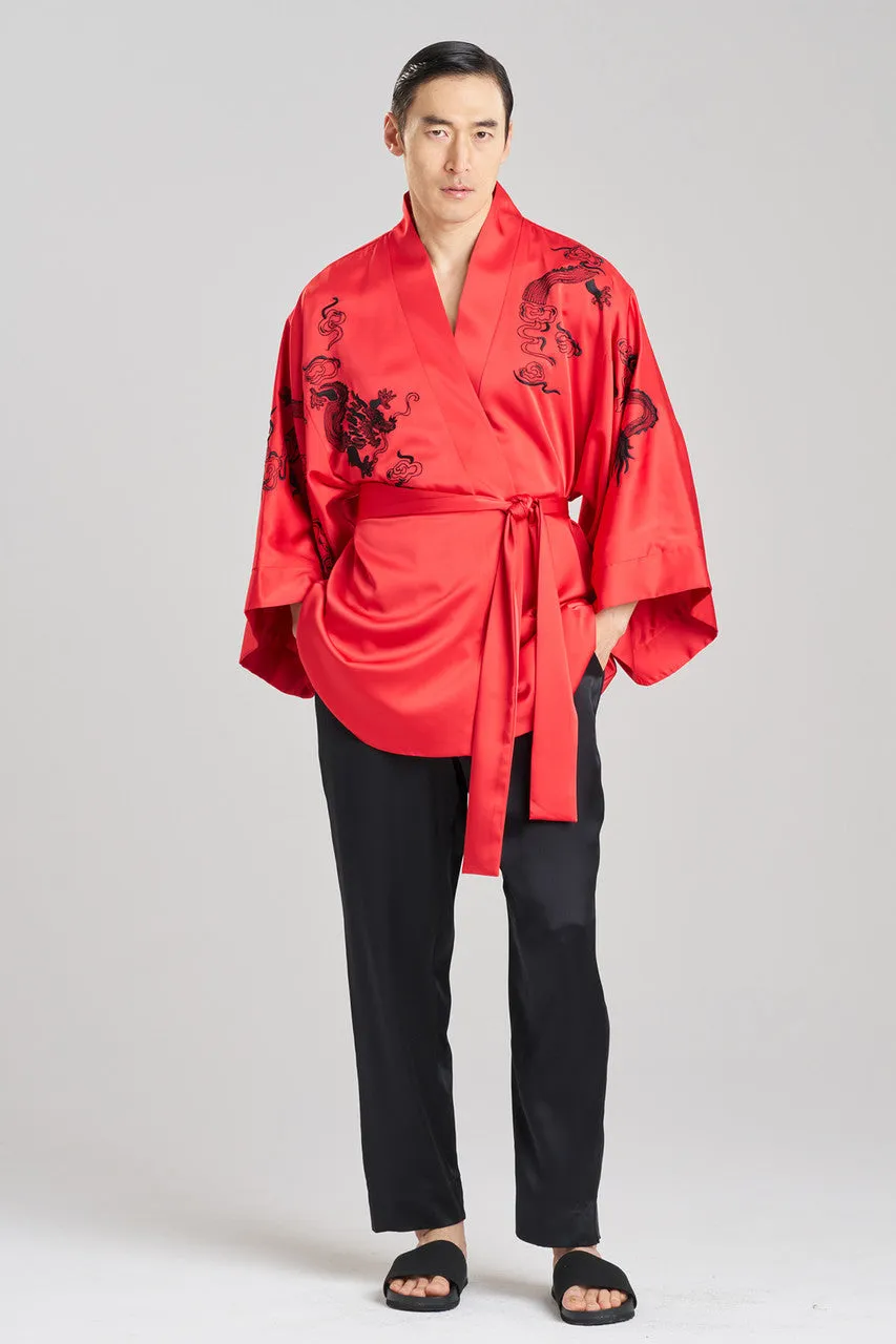 Dragon Luxe Charmeuse Embroidered Unisex Kimono