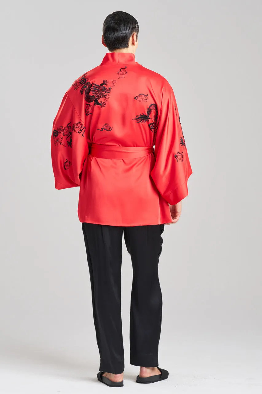 Dragon Luxe Charmeuse Embroidered Unisex Kimono