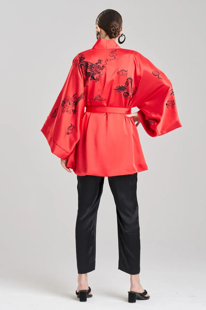Dragon Luxe Charmeuse Embroidered Unisex Kimono
