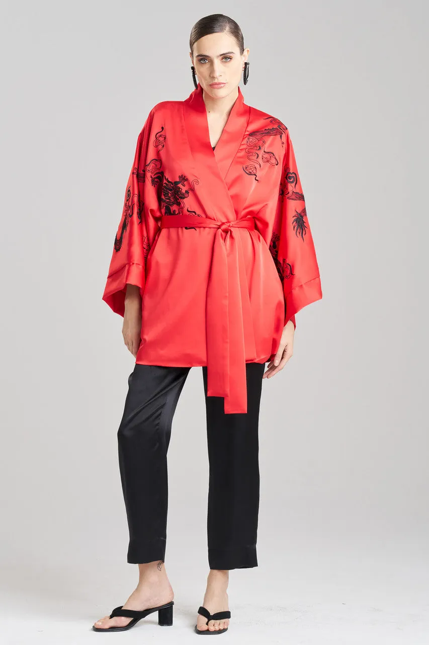 Dragon Luxe Charmeuse Embroidered Unisex Kimono