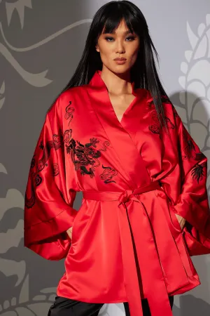 Dragon Luxe Charmeuse Embroidered Unisex Kimono