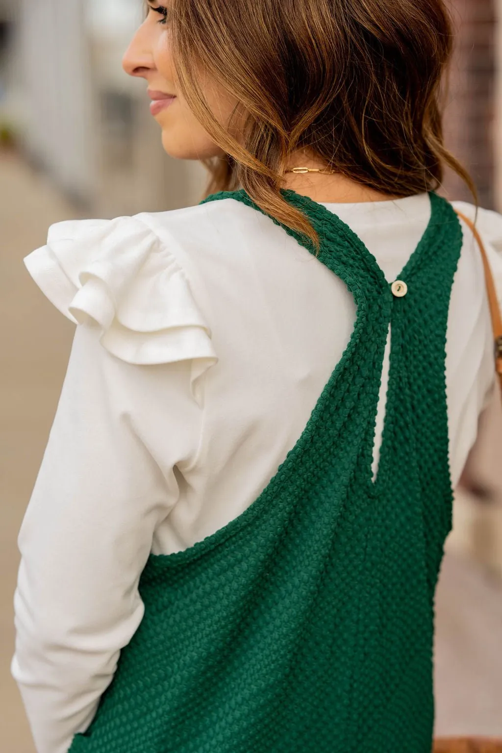 Dual Flutter Shoulder Long Sleeve Tee