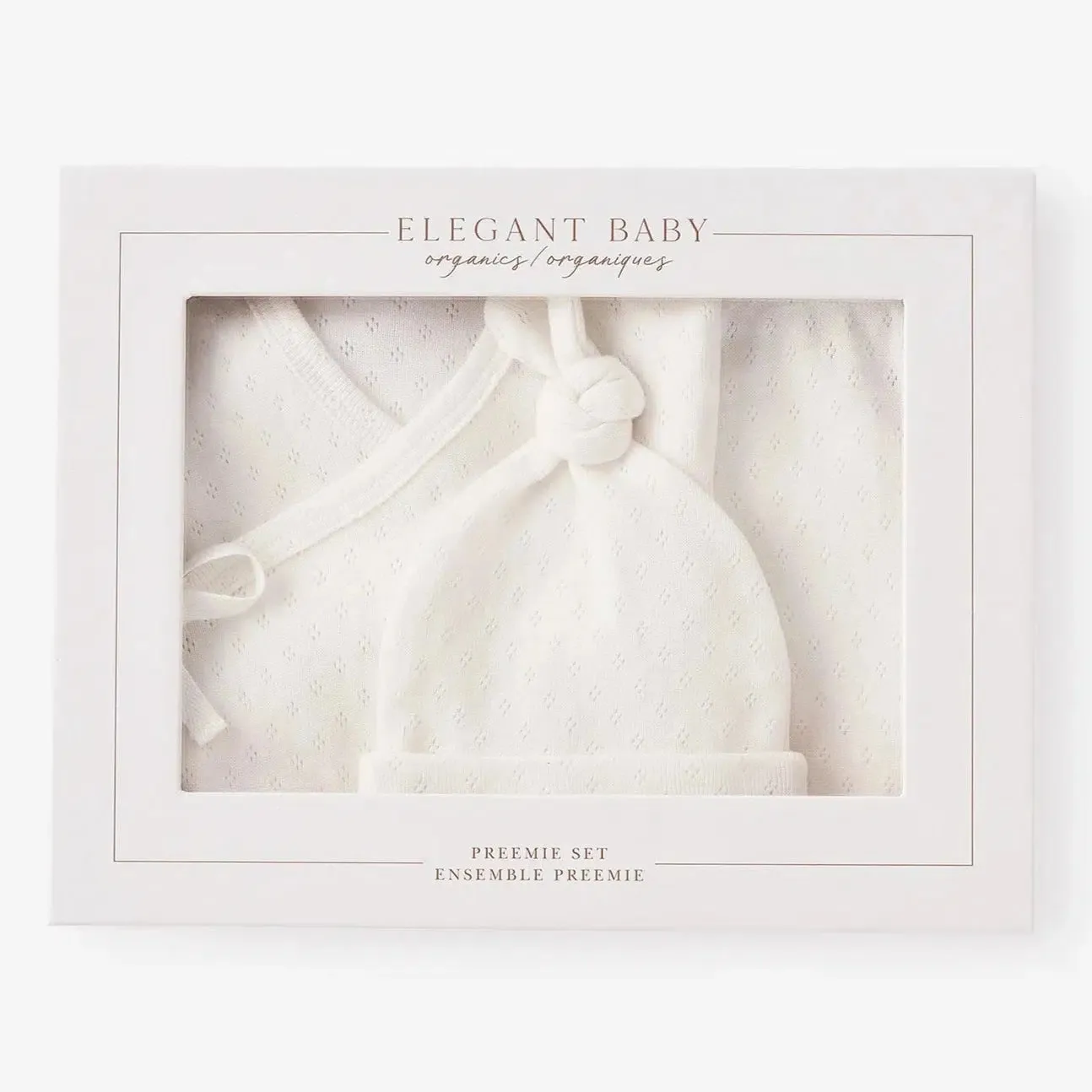 Elegant Baby - Preemie Boxed Organic Pointelle Take Me Home Set - White