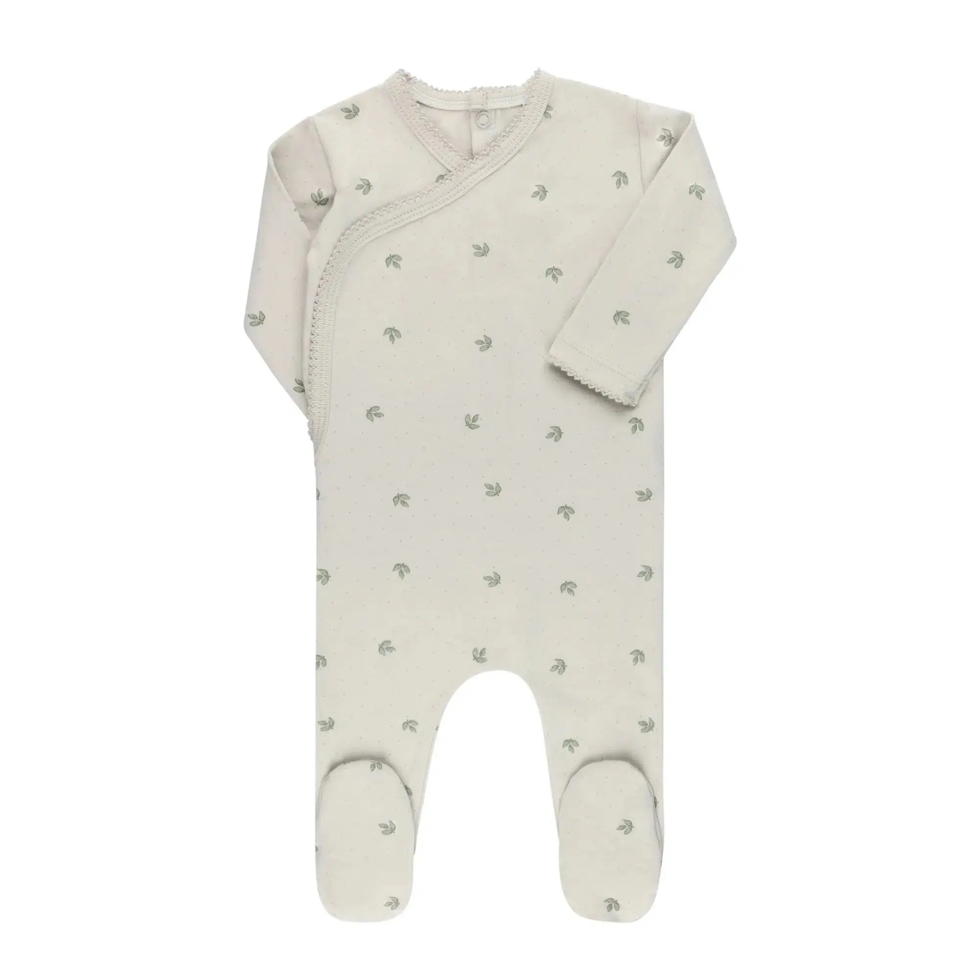 Ely's   Co - Mock Kimono Footie - Sage Leaf