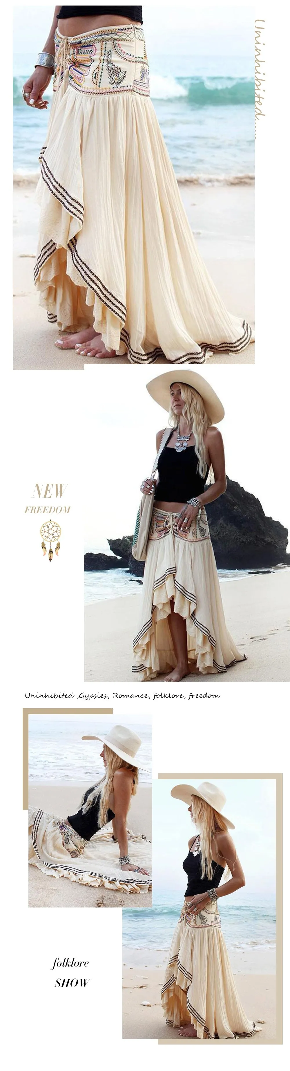 Embroidered Gypsy Cotton Skirt