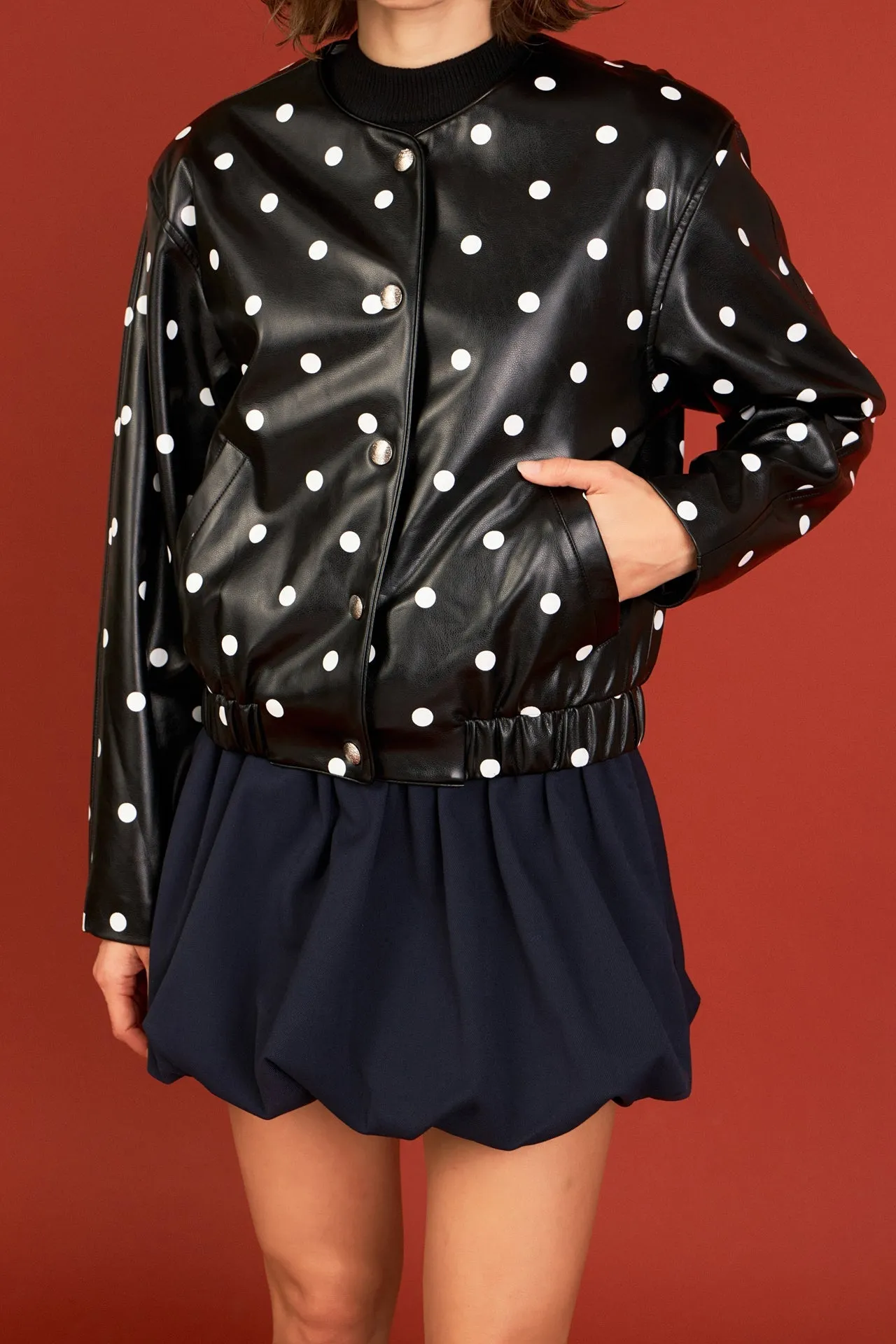 English Factory - Polka Dot Faux Leather Jacket