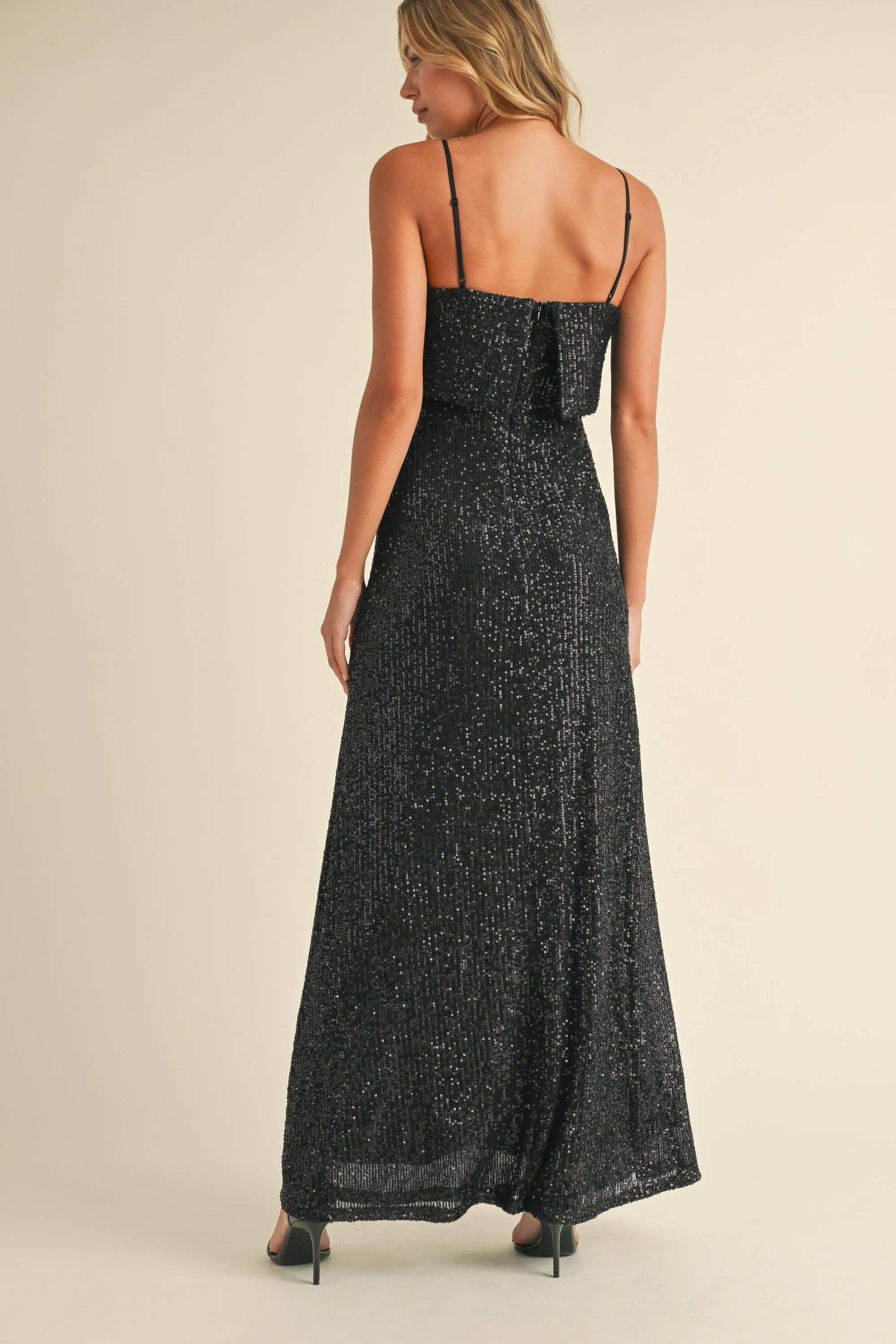 Everlee Black Sequin Tube Maxi Dress