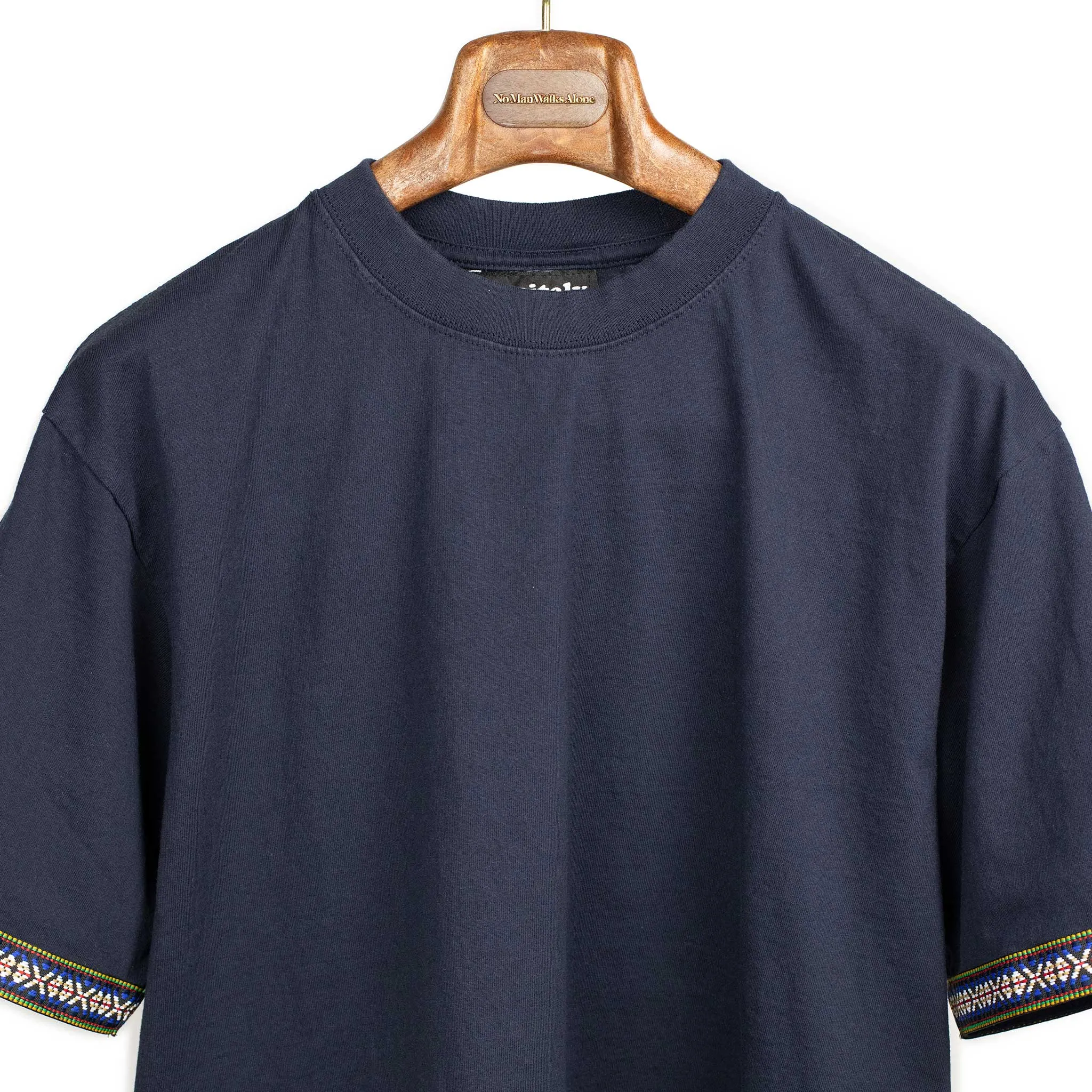 Exclusive Cinta border tee in navy cotton
