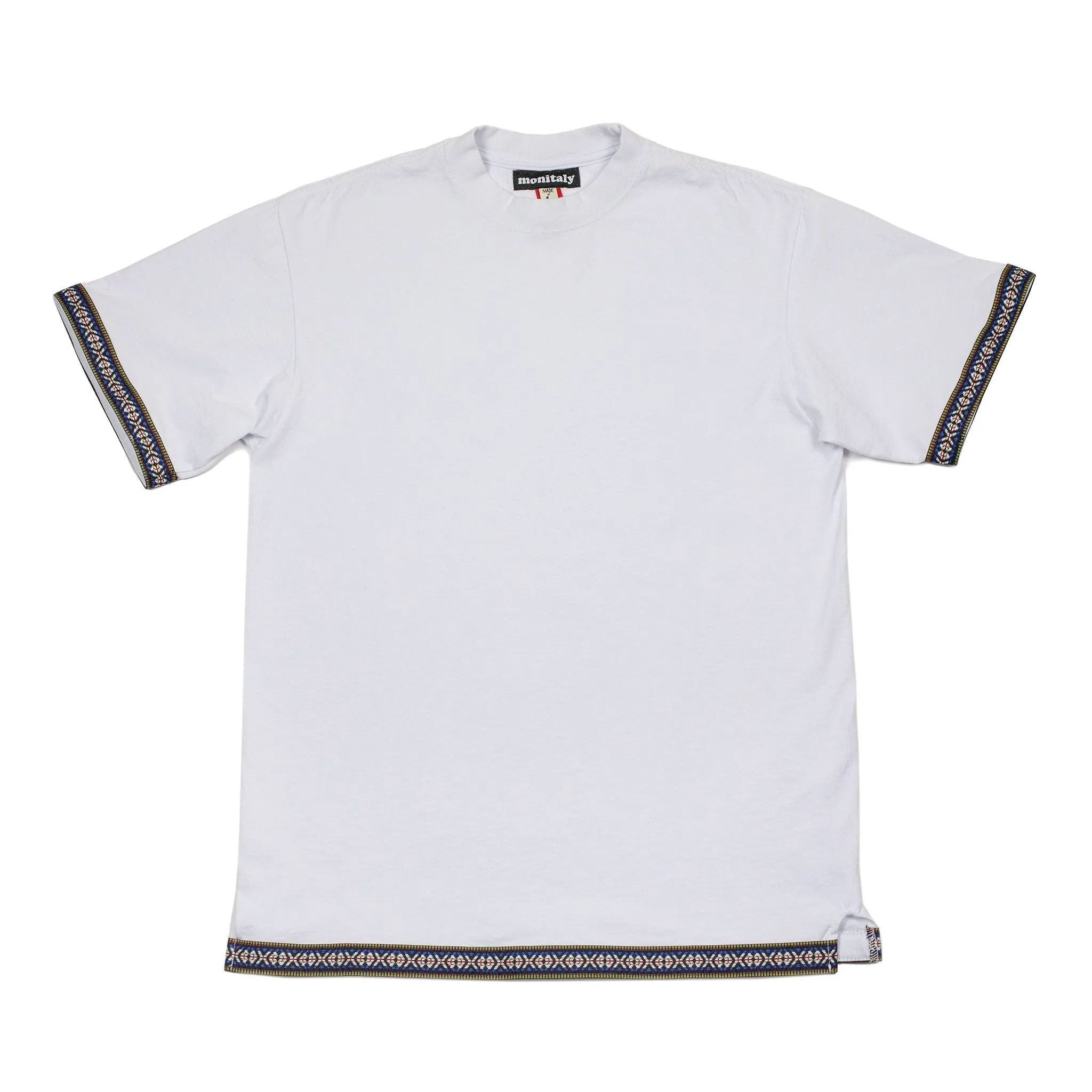 Exclusive Cinta border tee in white cotton