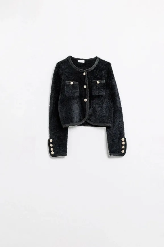 Extra Soft Fluffy High-Quality Cardigan in Black