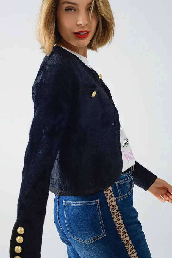 Extra Soft Fluffy High-Quality Cardigan in Black