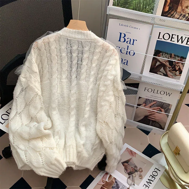 Fairy V-neck Ruffled Mesh Cardigan