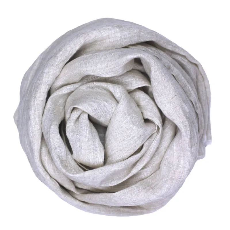 Frayed Edge Light Linen Scarf – Light Natural by LinenCasa
