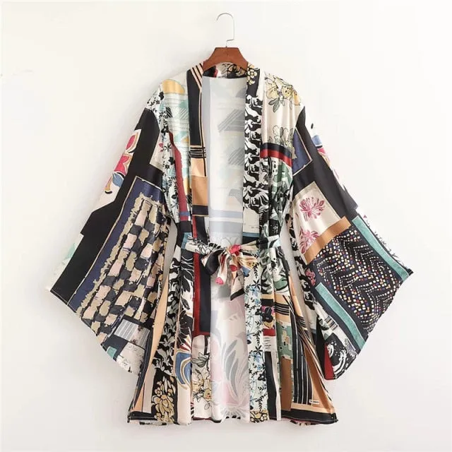 Fun Leisure Pajama Style Women's Long ZaKimono Matching pants 2pc Sets