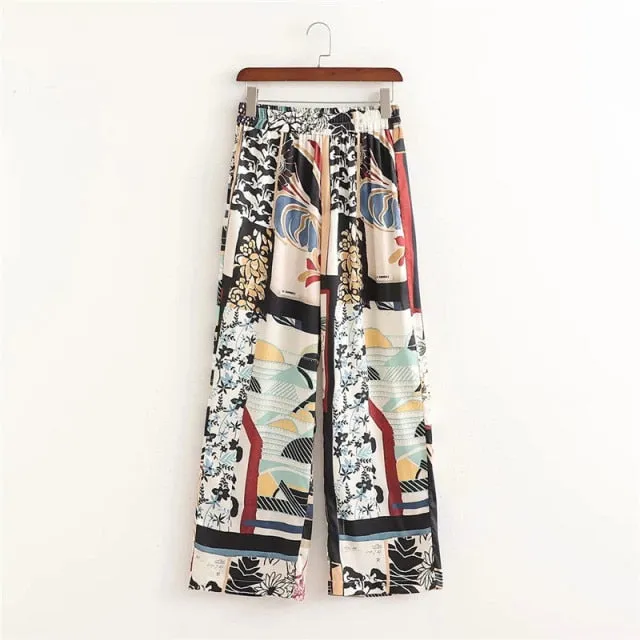 Fun Leisure Pajama Style Women's Long ZaKimono Matching pants 2pc Sets