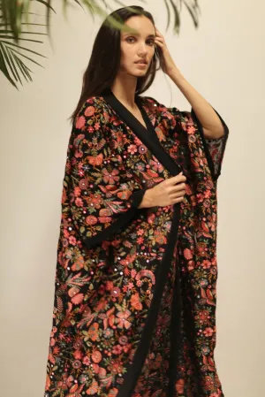 GAIA SILK FLOWER EBMROIDERD KIMONO