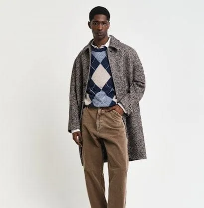 GANT Argyle Crew Neck Sweater in Evening Blue