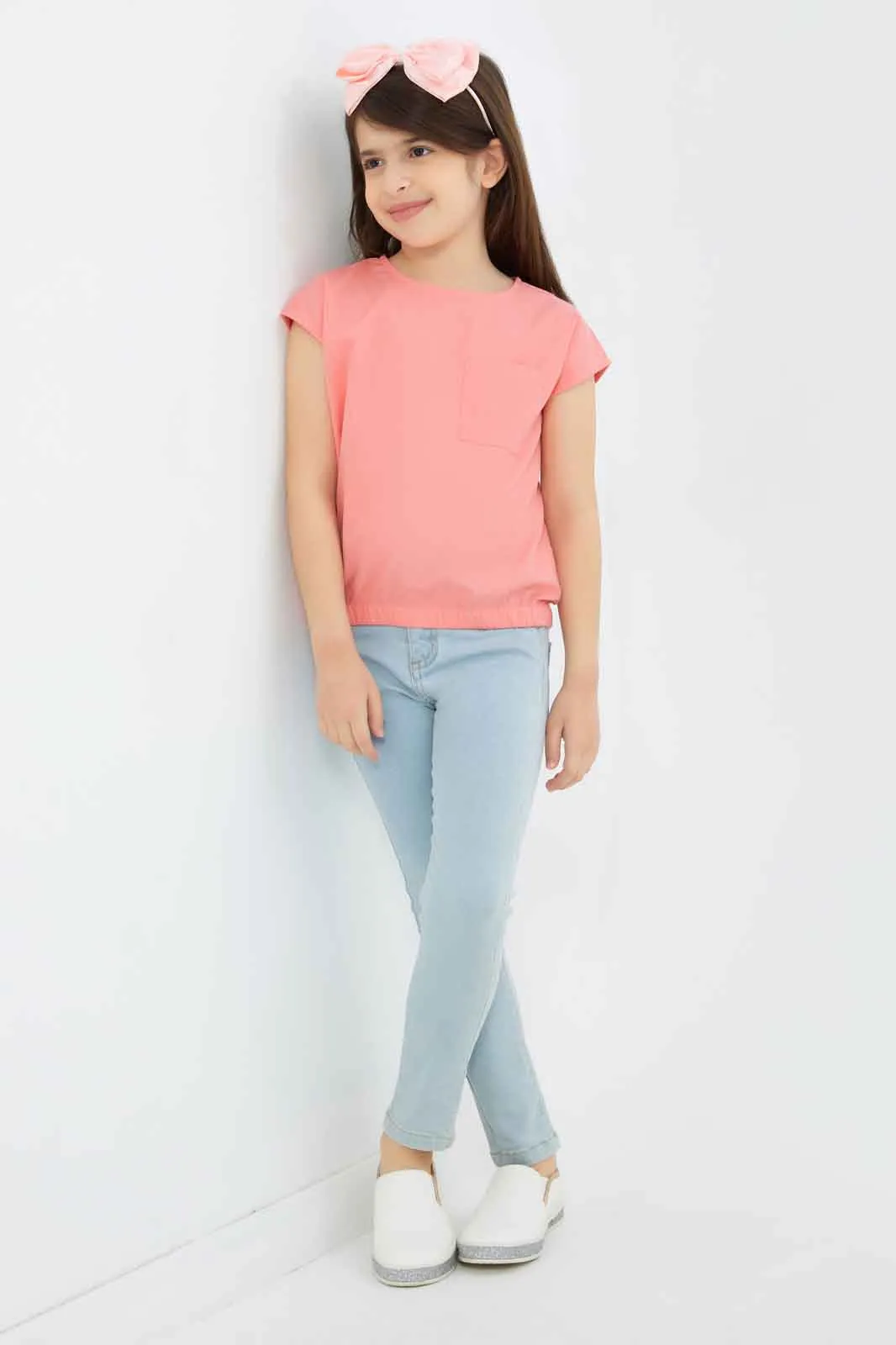 Girls Apricot Co-Ord Blouse